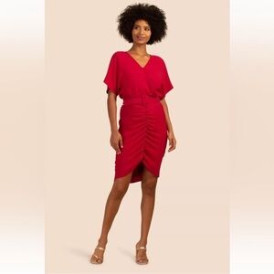 Trina Turk Zest Dress Sangria Red Short Sleeves Belted‎ Women's Size 8 no belt